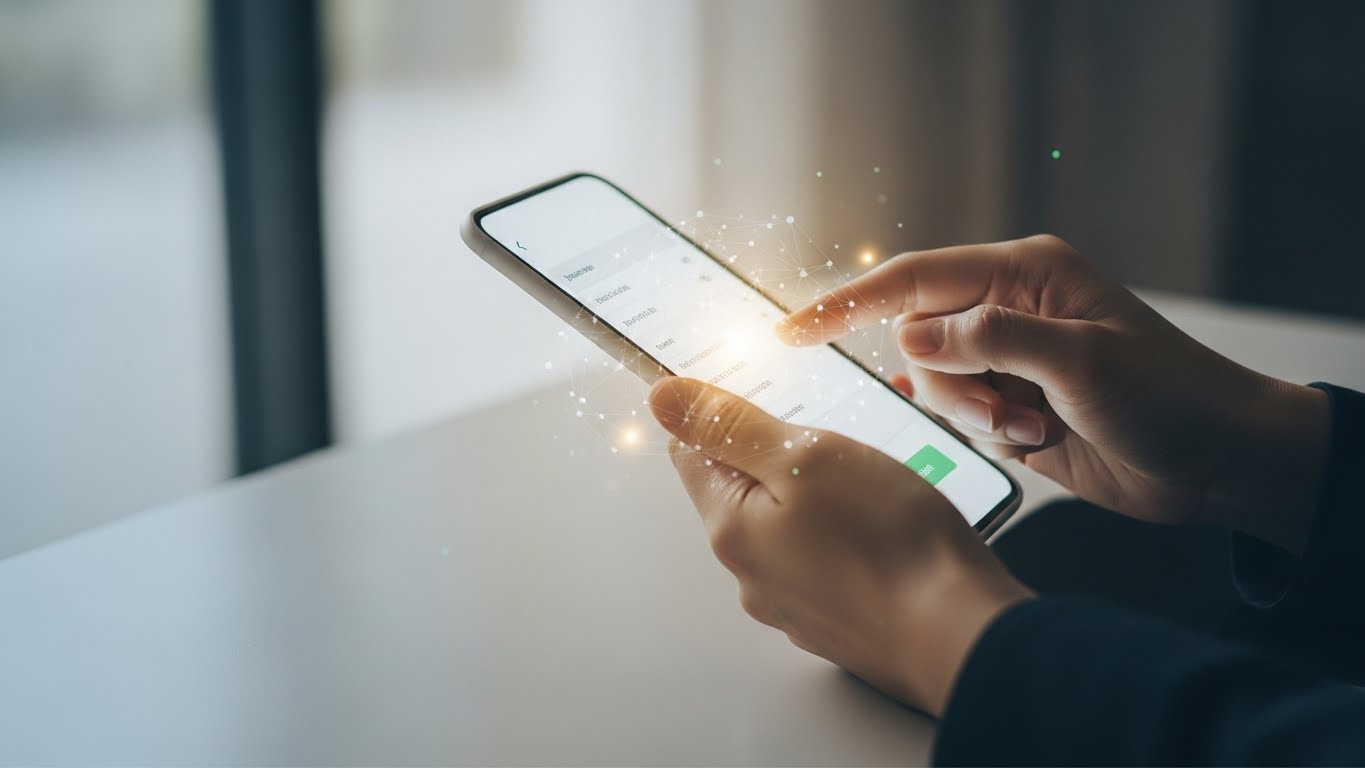 A person using a smartphone to complete a digital donation through an AI-powered charitable platform